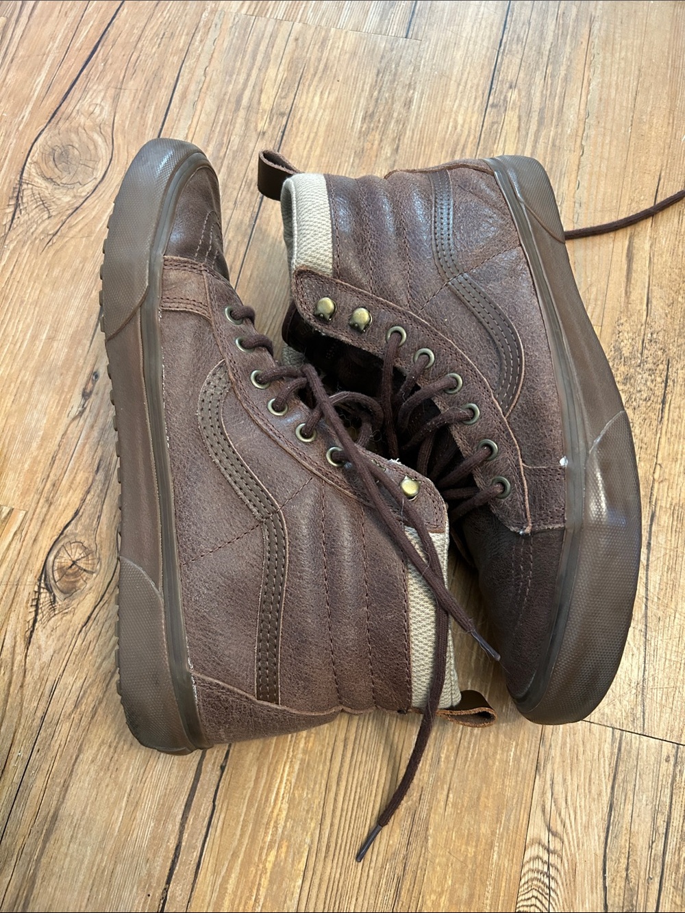 Vans Men’s Skate High Tops Brown Size 12 - Picture 2 of 7